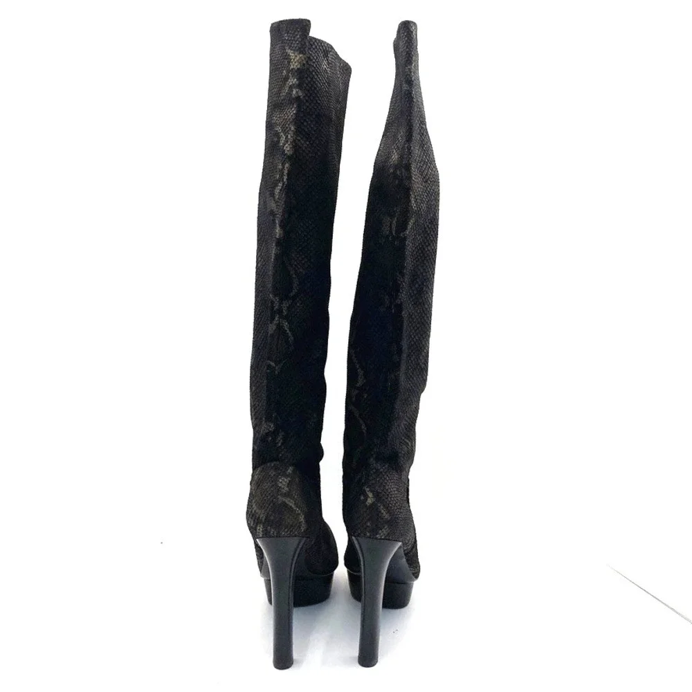Pelle Moda Snake Leather Platform Boots Womens‎ 8.5 M Over the Knee